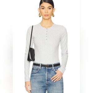 NWT WeWoreWhat Women Gray Ribbed Henley Bodysuit Size M